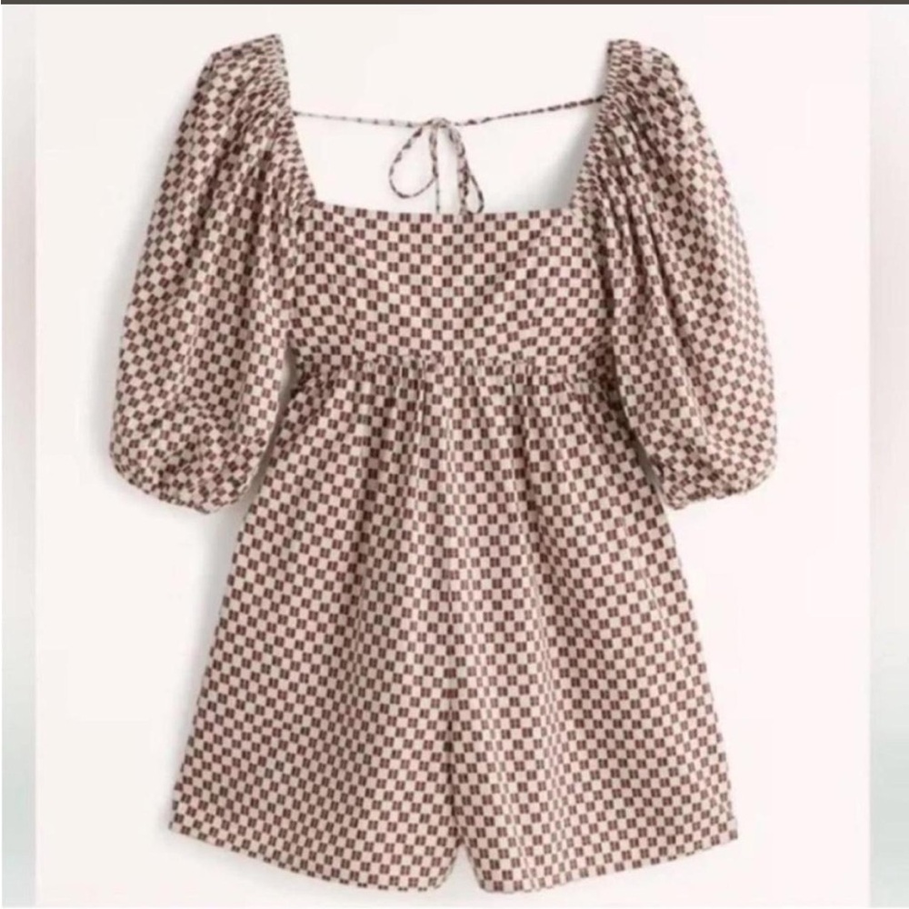 Abercrombie & Fitch burgundy Patterned romper - puff sleeves